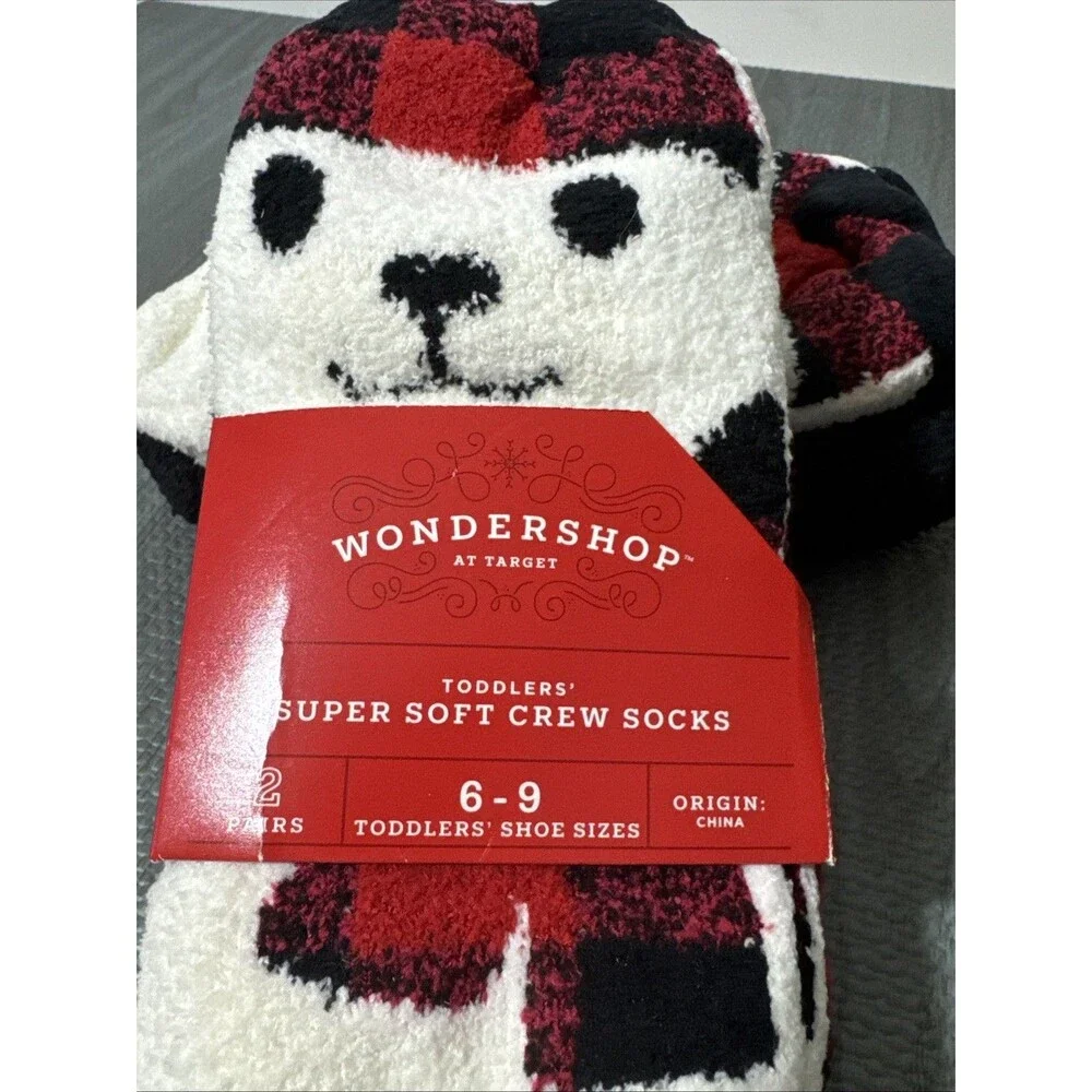 Wondershop Target Kids Toddler Socks 2 Pairs Soft Crew Size 6-9